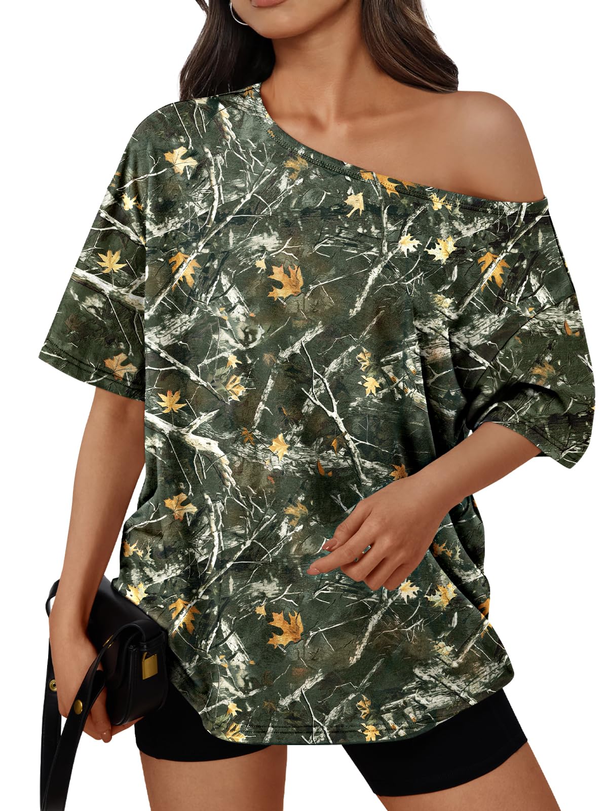 Trendy Queen Womens Off the Shoulder Tops Oversized Summer T-Shirts 2026 Jansha Store
