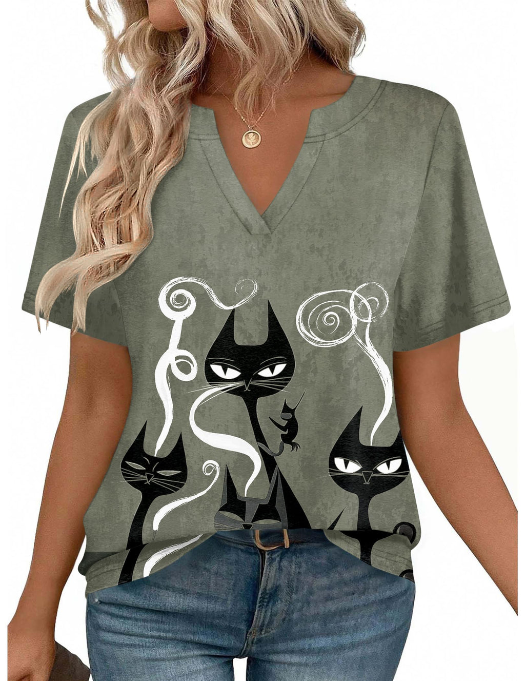 Zeagoo Womens Tops Short Sleeve V Neck Tee Shirts Cute Dressy Casual Jansha Store