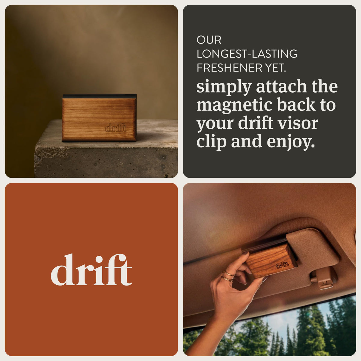 Drift Car Air Freshener - The Original Wood Air Freshener - Car Odor Eliminator - Long Lasting Scent - Auto Accessories - Metal Clip - Essential Oils - Clean Ingredients - Teak Scent Starter Kit Jansha Store
