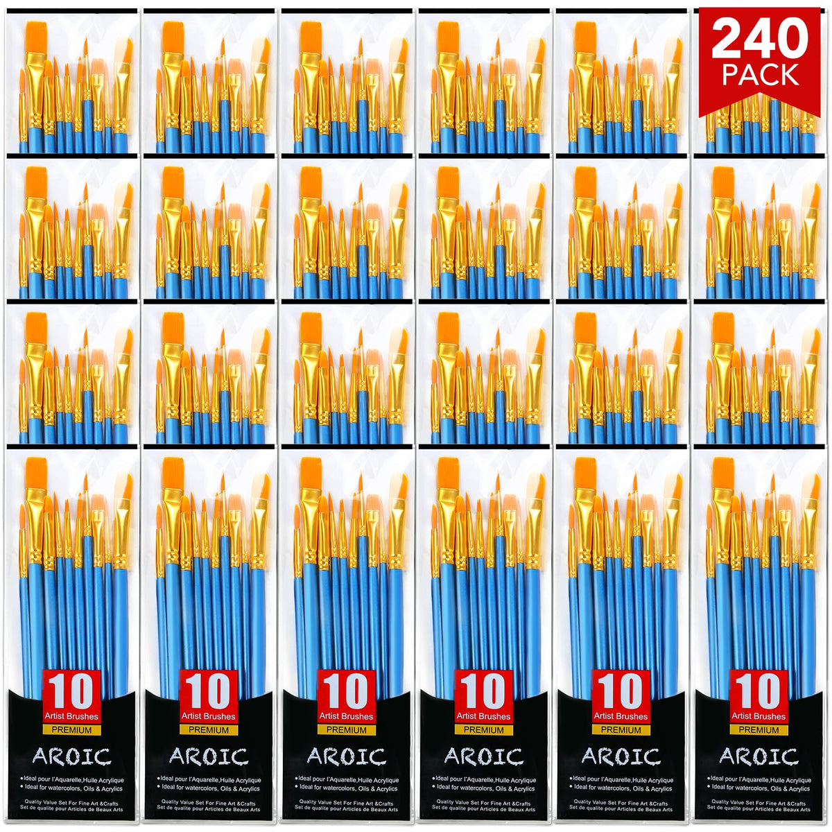 AROIC 10 Pcs Paint Brushes, Acrylic Oil Watercolor Painting Brush Set Jansha Store