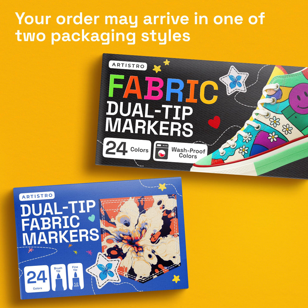 ARTISTRO 5 Black Dual-Tip Fabric Markers Decorating Kit, for Clothes Jansha Store
