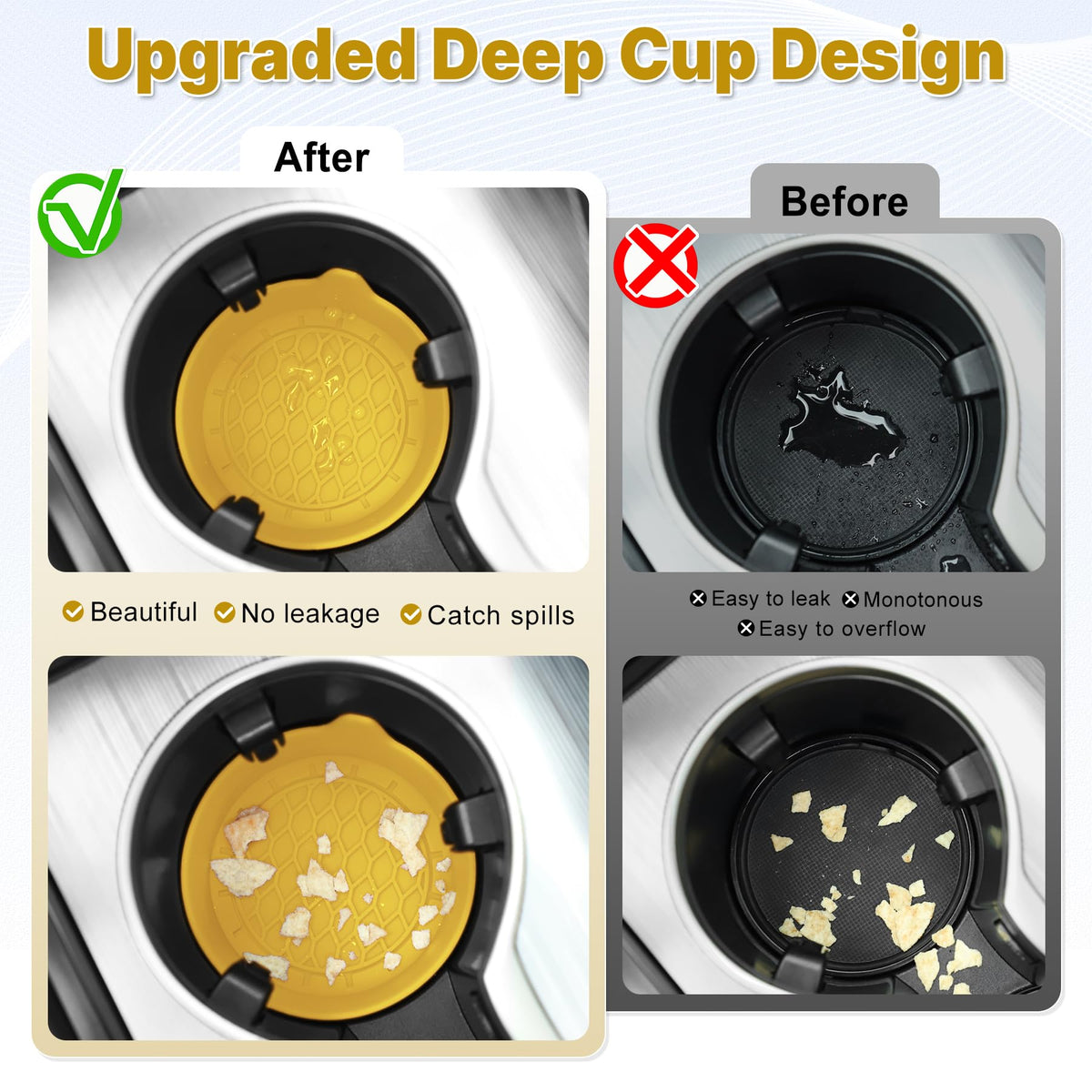 SINGARO Car Cup Holder Coaster, Silicone Cup Holder Insert, Universal Non-Slip Cup Holders, Car Accessories Interior for Women and Man Interior Sets 4 Pack Black Jansha Store