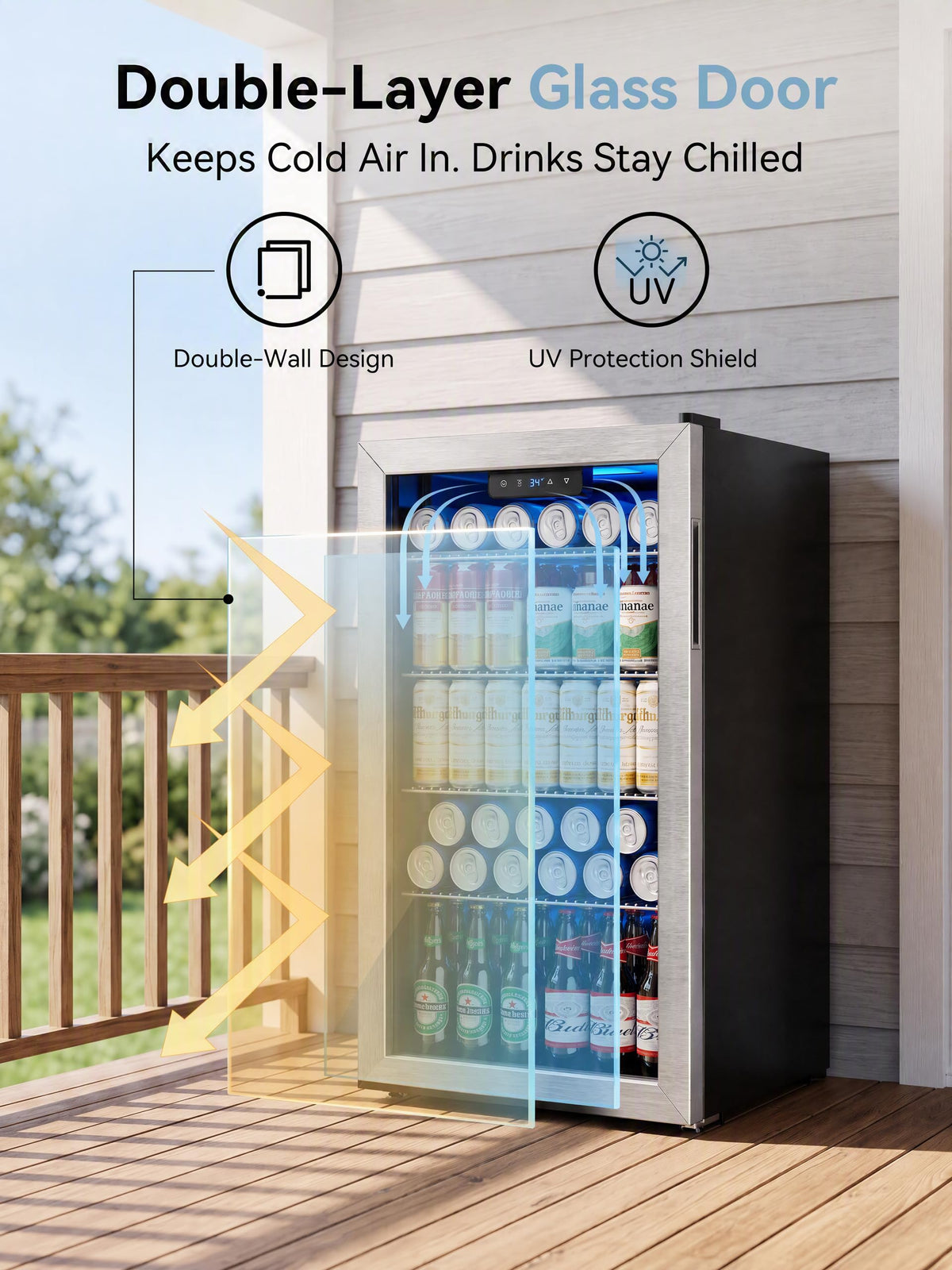 Icyglee 126 Can Mini Fridge, 3.2 Cu.Ft Beverage Refrigerator, Drink Cooler Jansha Store