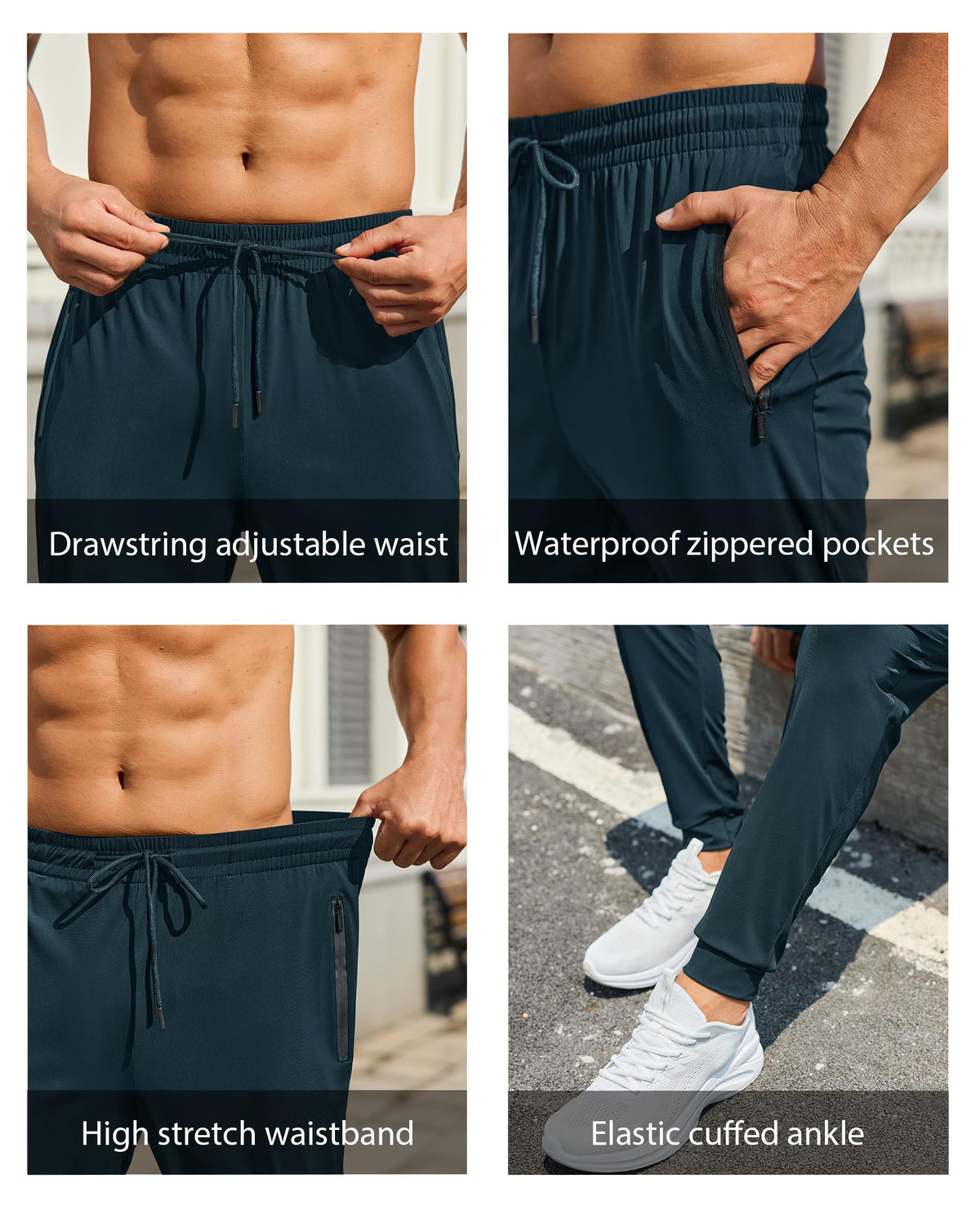 Mens Sweatpants with Zipper Pockets Lightweight Athletic Joggers for Workout Running Gym Track Casual Wear Jansha Store