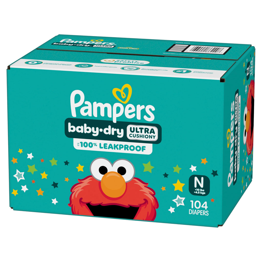 Pampers Baby Dry Ultra Cushiony Diapers, Size 3 (13-26 lbs), 104 Count, Up to 100% Leakproof (Packaging May Vary) Jansha Store