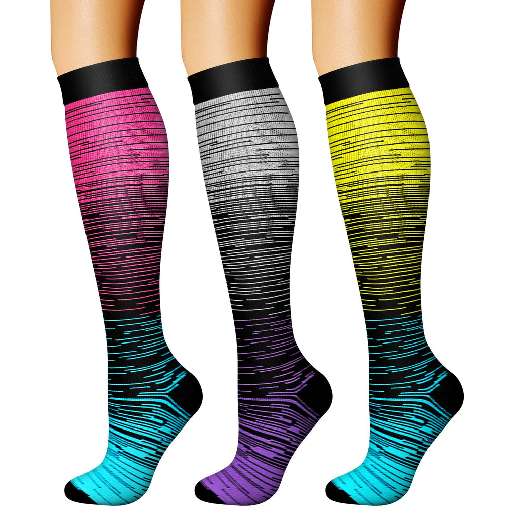 CHARMKING Compression Socks for Women & Men Circulation (3 Pairs) 15-20 mmHg is Best Support for Athletic Running Cycling Jansha Store