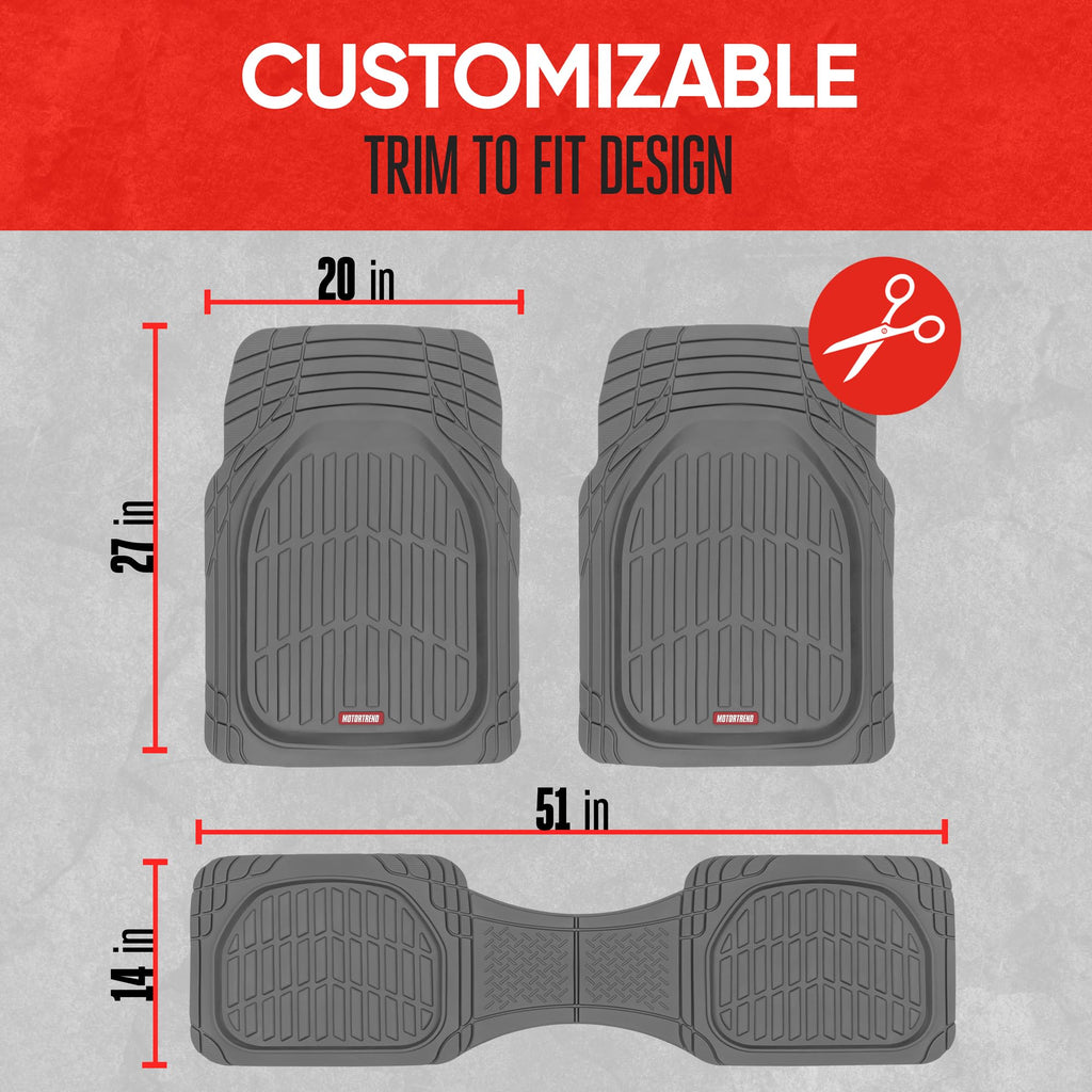 Motor Trend FlexTough Floor Mats for Cars, Black Deep Dish All-Weather Car Mats, Waterproof Trim-to Fit Automotive Floor Mats for Cars Trucks SUV, Universal Floor Liner Car Accessories Jansha Store