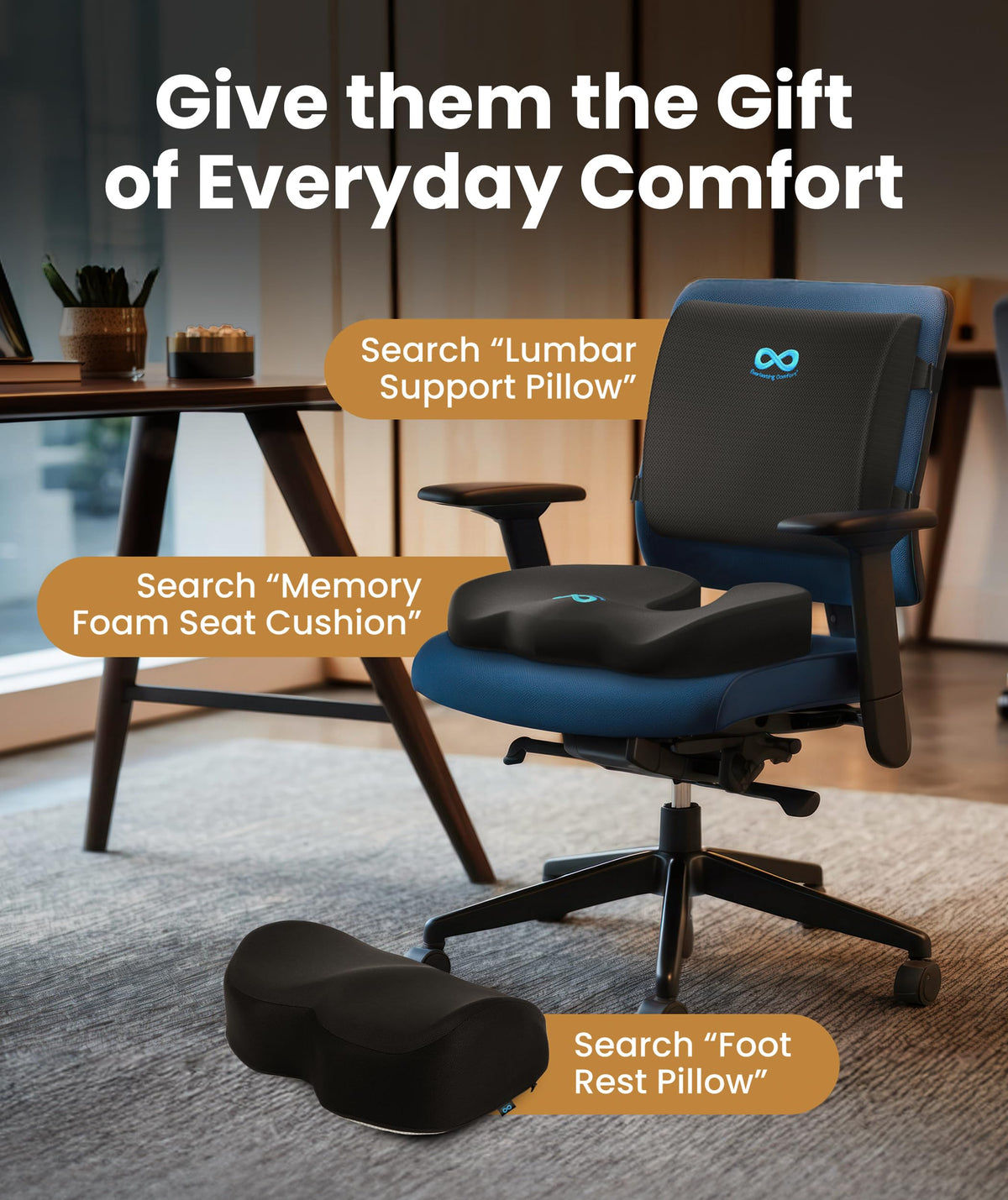 Everlasting Comfort Doctor Recommended Memory Foam Seat Cushion for Office Chairs & Car - Ergonomic Office Desk Accessories - Cushions for Tailbone Pain Relief, Sciatica (Black, Large) Jansha Store