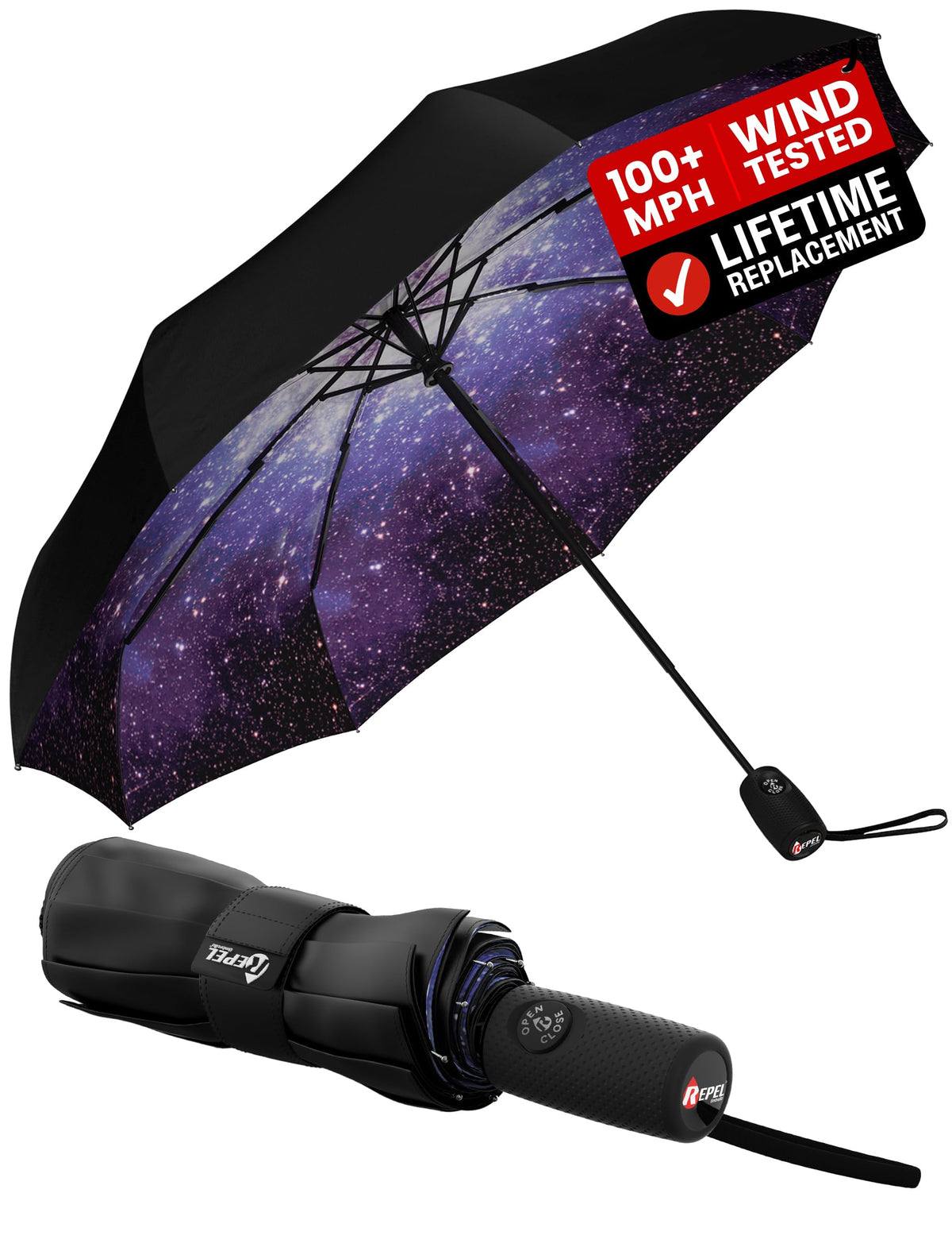 Windproof Travel Umbrella - Compact & Withstands Winds up to 100MPH, Strongest Premium Auto Folding Umbrella for Rain and Sun - Durable, Light & Portable for Women & Men, Fits Backpack & Cars Jansha Store