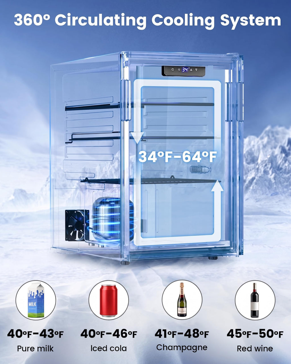 Feelfunn 24 Can Beverage Refrigerator, Mini Fridge, Black Jansha Store