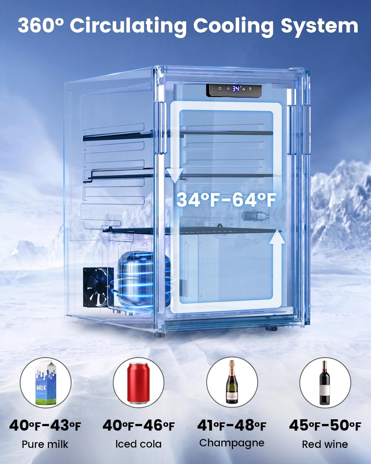 Feelfunn 24 Can Beverage Refrigerator, Mini Fridge, Black Jansha Store