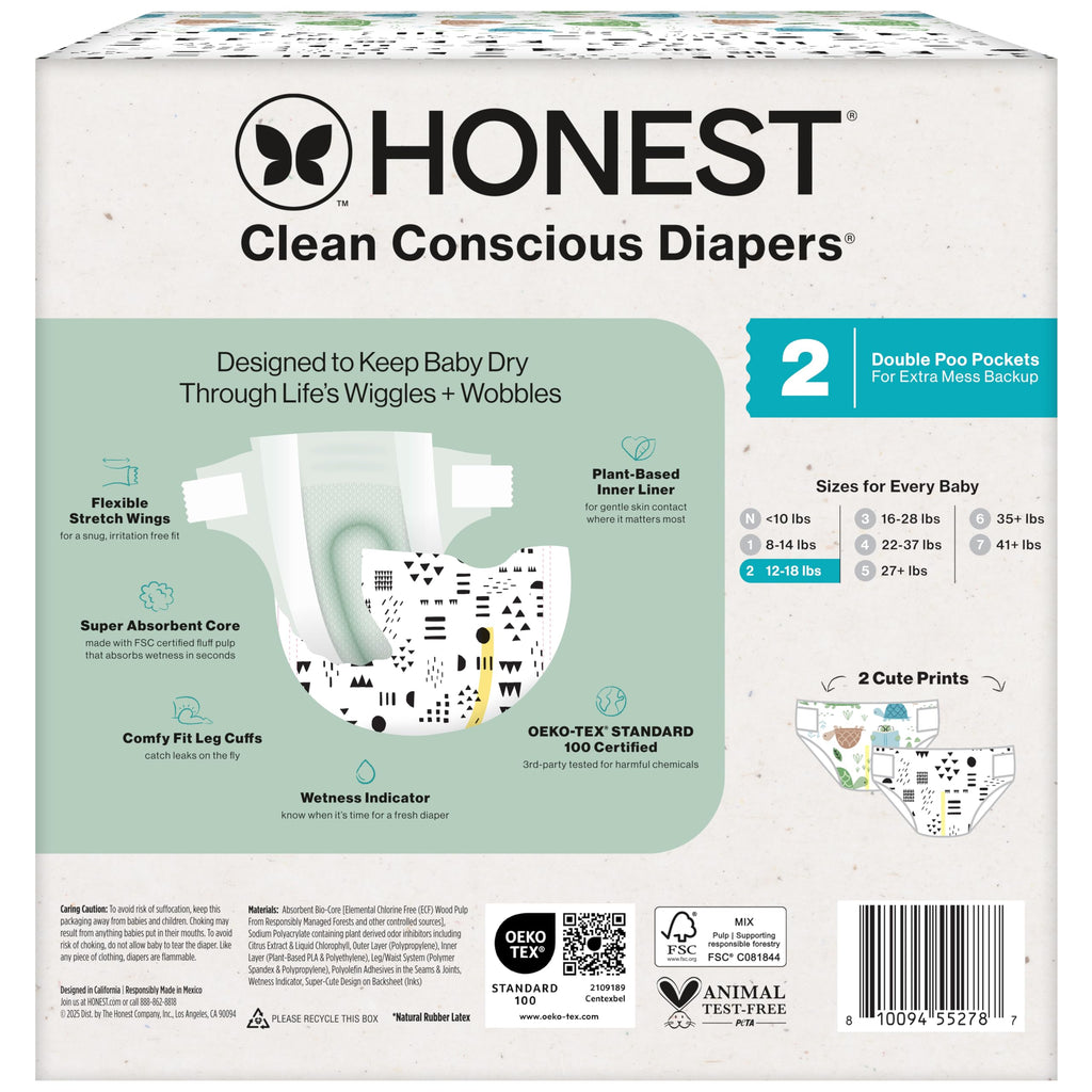 The Honest Company Diapers, All the Alpacas + Turtle Time, Size 1, 78 Count Jansha Store