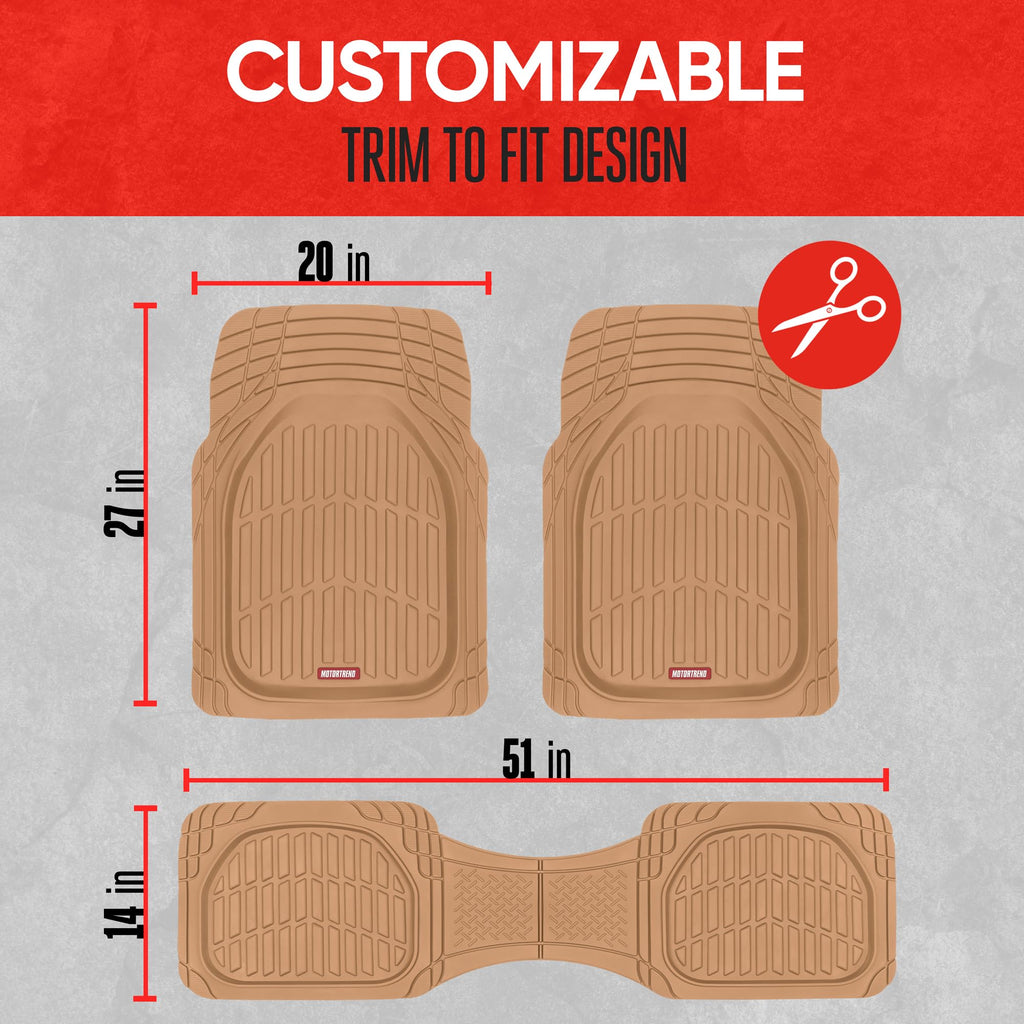Motor Trend FlexTough Floor Mats for Cars, Black Deep Dish All-Weather Car Mats, Waterproof Trim-to Fit Automotive Floor Mats for Cars Trucks SUV, Universal Floor Liner Car Accessories Jansha Store