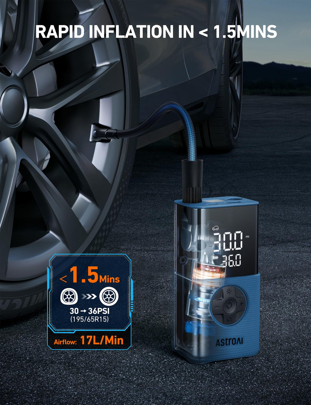 AstroAI L7 Tire Inflator Portable Air Compressor,150 PSI Cordless Bike Pump Jansha Store