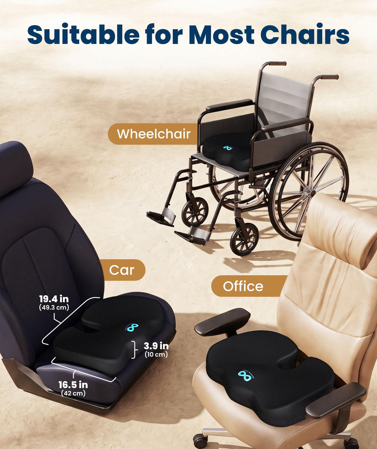 Everlasting Comfort Doctor Recommended Memory Foam Seat Cushion for Office Chairs & Car - Ergonomic Office Desk Accessories - Cushions for Tailbone Pain Relief, Sciatica (Black, Large) Jansha Store
