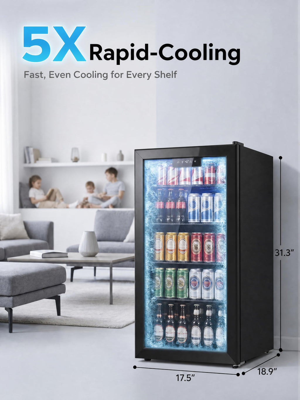 Icyglee 3.2 Cu.Ft Beverage Refrigerator Cooler, 126 Can Mini Fridge,Silver Jansha Store