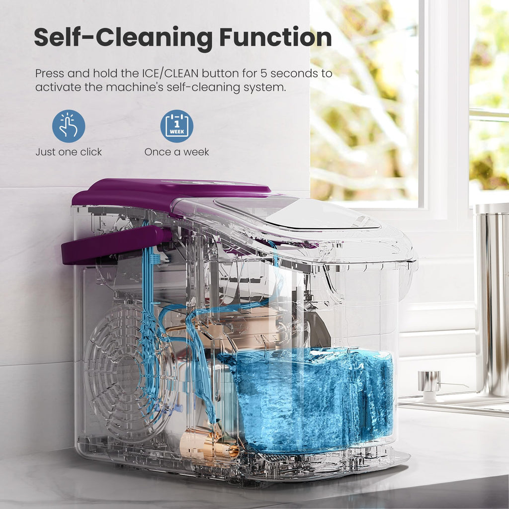 Crzoe Countertop Ice Maker, 26Lbs/24H,2 Sizes of Ice, Self-Cleaning,Black Jansha Store
