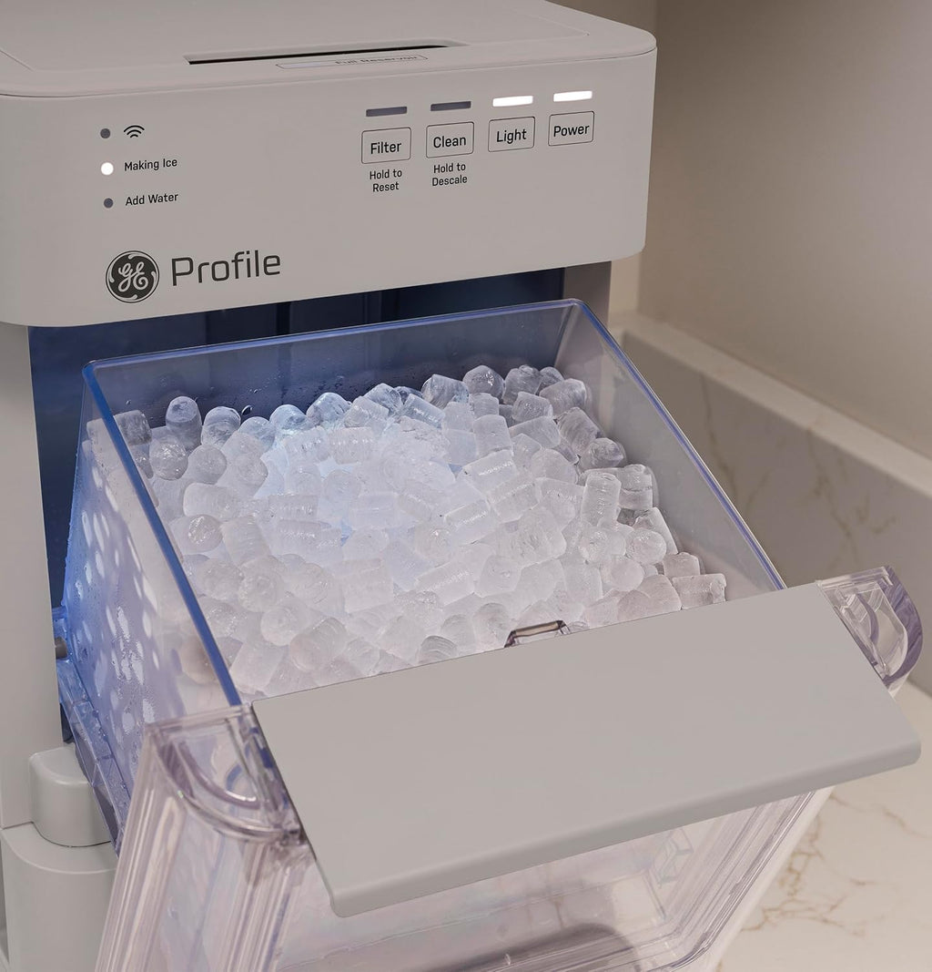 GE Profile Opal Mini Nugget Ice Maker, Portable Countertop Pellet Ice Machine, Soft Chewable Ice, 36 lbs Per Day, Top Fill Water Reservoir, 2 lb Bin, 6 Pack Descaler & Scoop Included, Stone Grey Jansha Store
