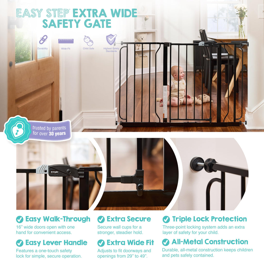 Regalo Safety 29"-38.5" Easy Step Baby Gate, Bottom of Stairs & Doorways Jansha Store