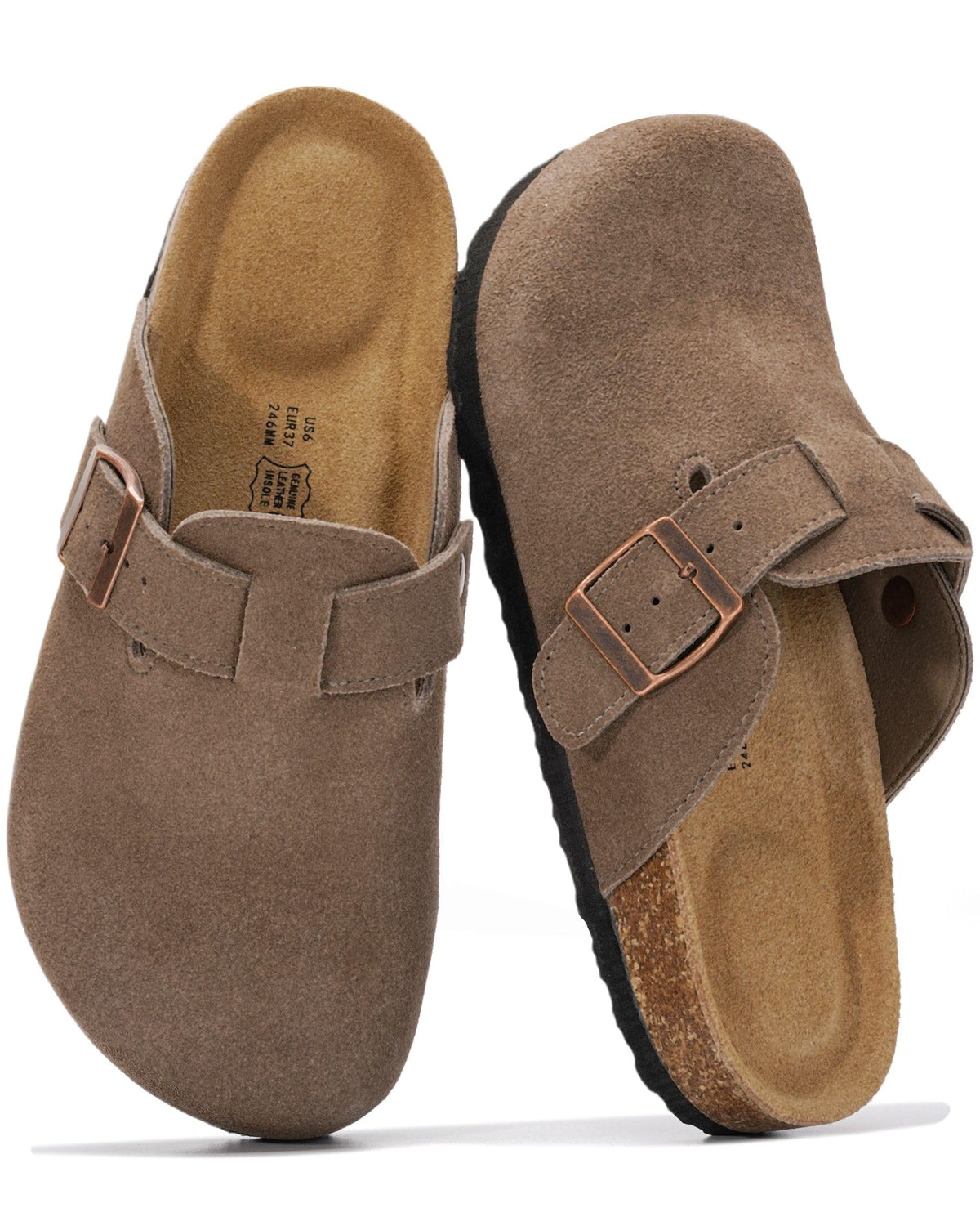 Project Cloud 100% Genuine Leather Womens Cork Footbed Clogs for Women Jansha Store