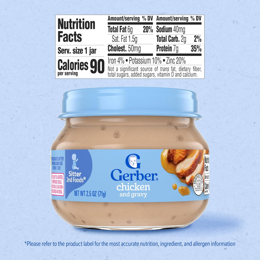 Gerber Stage 2 Chicken and Gravy Baby Food, 2.5 Oz, 10 Pack Jansha Store