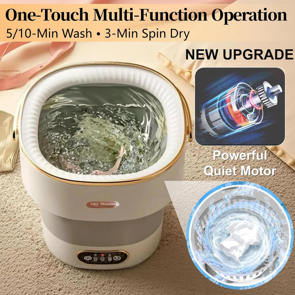 Portable Washing Machine with Spin Basket, Upgraded 20L Foldable Mini Washer【5-Min Wash・3-Min Spin・1-Year Free Replacement】Small Washing Machine for Travel, Dorms, RVs, Camping (Khaki) Jansha Store