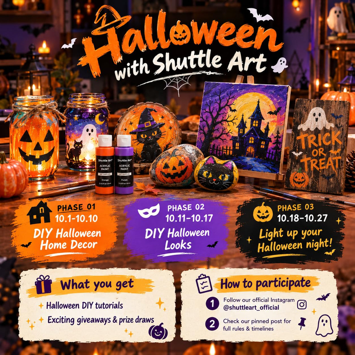 Shuttle Art Acrylic Paint, 36 Colors Acrylic Paint Set with Brushes & Palette, 2oz/60ml Bottles, Rich Pigments Non-toxic for Artists Kids & Adults, Painting on Canvas Rocks Ceramic Wood Jansha Store