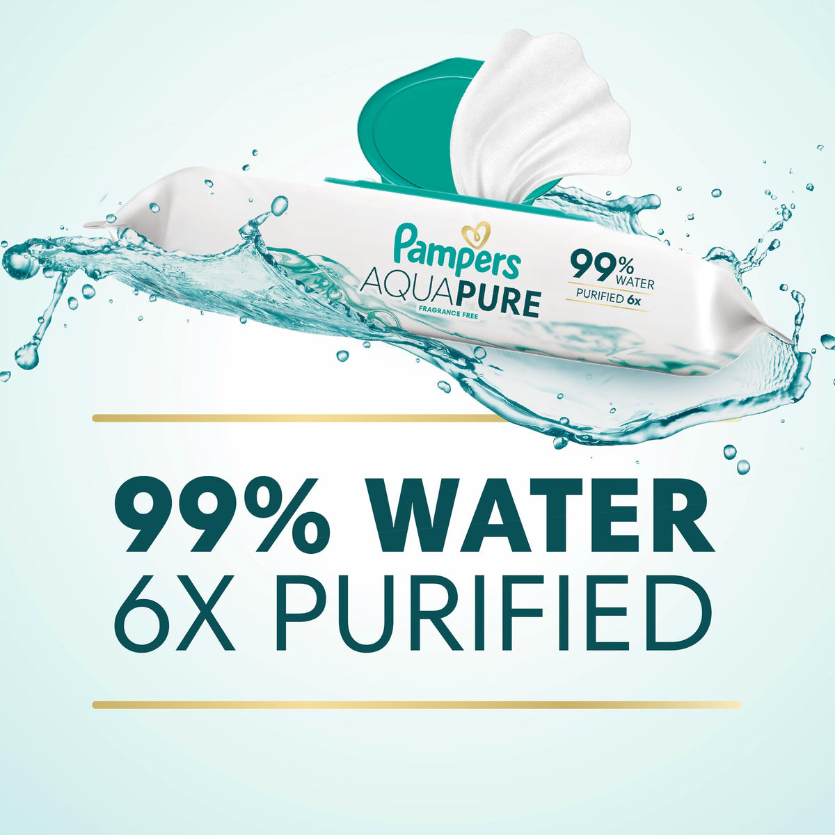 Pampers Aqua Pure Baby Wipes, Unscented, Fragrance Free, 99% Water, Water Based, Multi-Use, 672 Wipes Total (12X Flip-Top Packs) Jansha Store