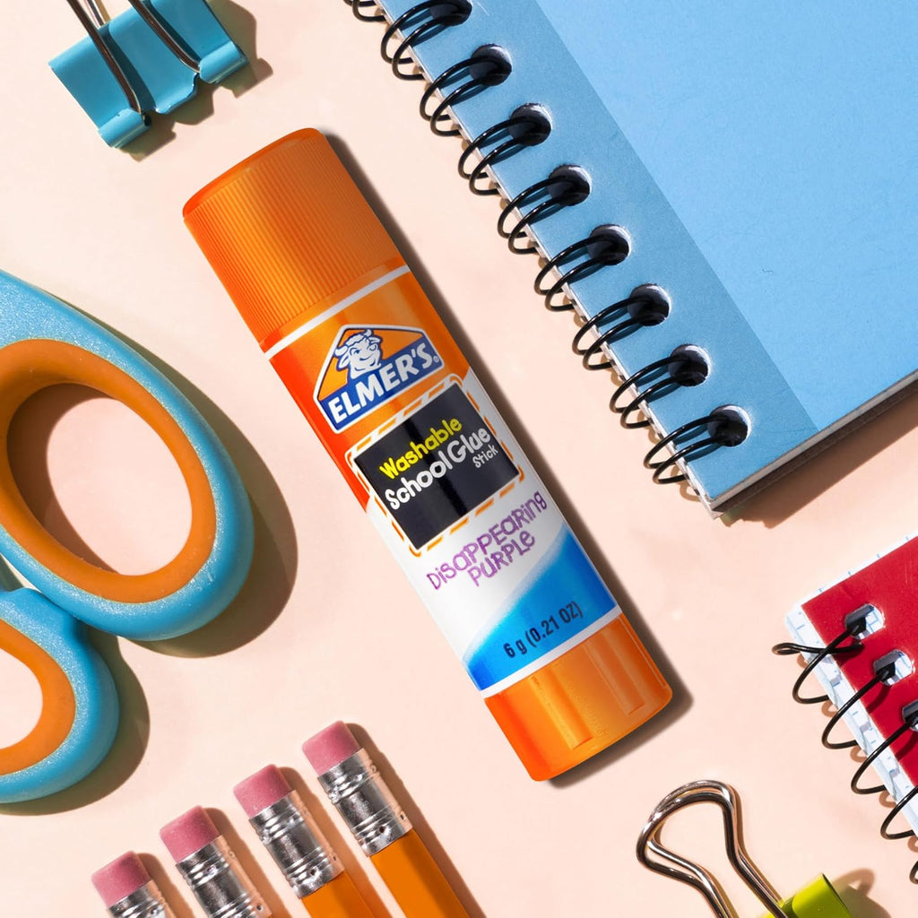 Elmer's Disappearing Purple School Glue Sticks, Washable, 6 Grams, 12 Count - Arts & Crafts, Poster, Projects, Back to School, #1 Teacher Brand Jansha Store