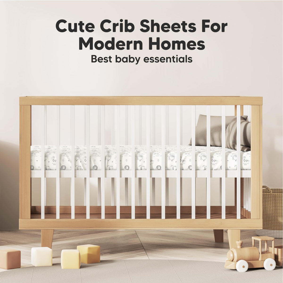 KeaBabies 2pk Organic Cotton Crib Sheets for Boys Girls 52x28, Soft White Jansha Store