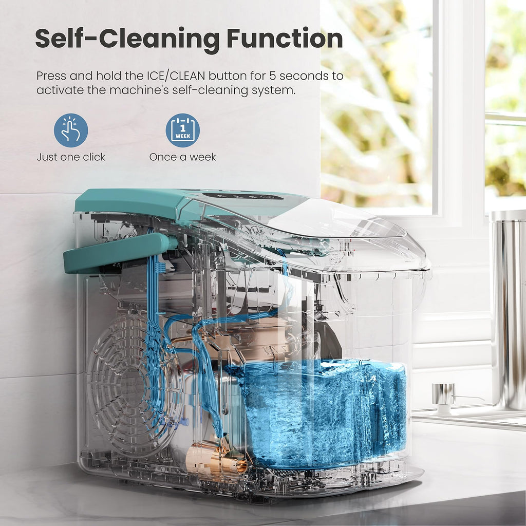 Crzoe Countertop Ice Maker, 26Lbs/24H,2 Sizes of Ice, Self-Cleaning,Black Jansha Store
