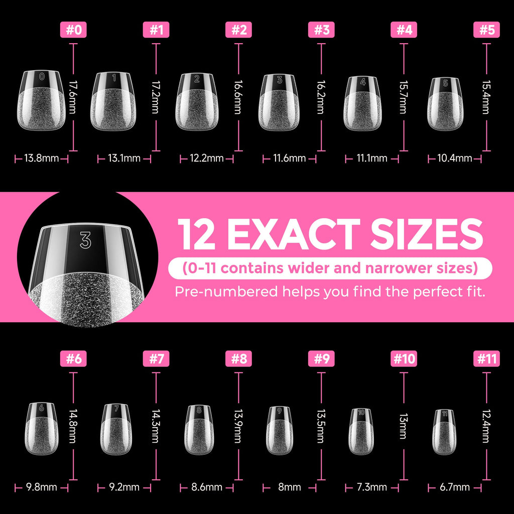 UNA GELLA Extra Short Square Kids Nail Tips 216Pcs Squoval Press On Nails Jansha Store