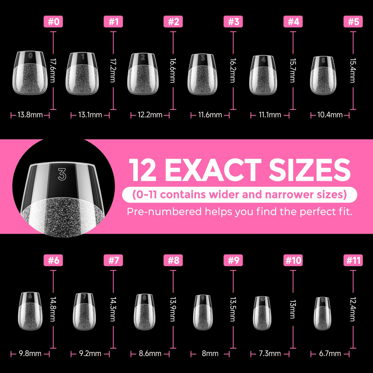UNA GELLA Extra Short Square Kids Nail Tips 216Pcs Squoval Press On Nails Jansha Store
