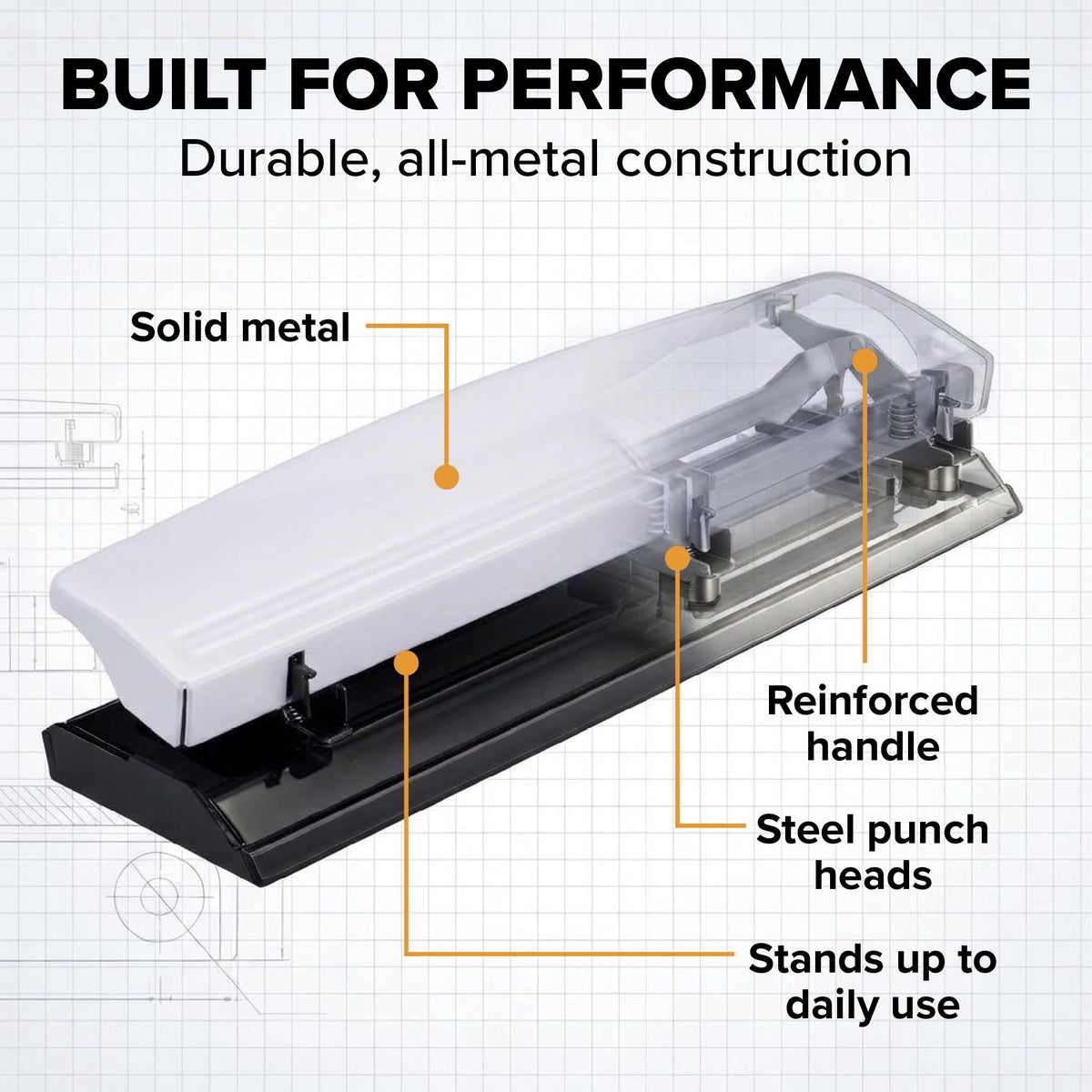 Bostitch Office 3 Hole Punch, Metal, 12 Sheet Capacity, Rubber Base, Silver Jansha Store