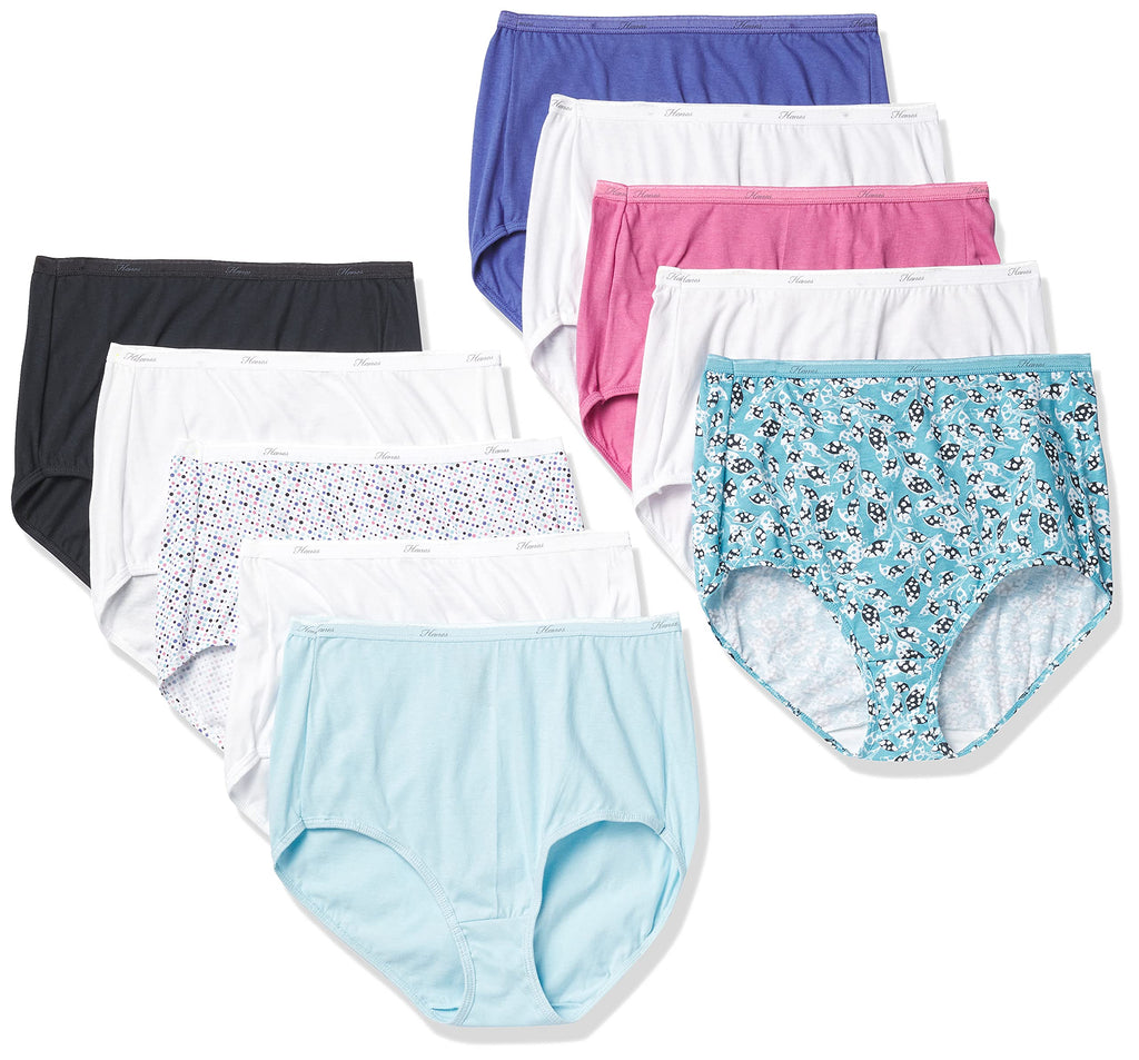Hanes Women's Underwear Pack, 10-Pack, Full-Coverage Cotton Blend Panties, Moisture-Wicking Underwear for Women Jansha Store