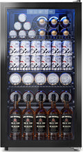 3.2 Cuft Beverage Fridge, 130 Can Mini Fridge With Glass Door, Black Jansha Store