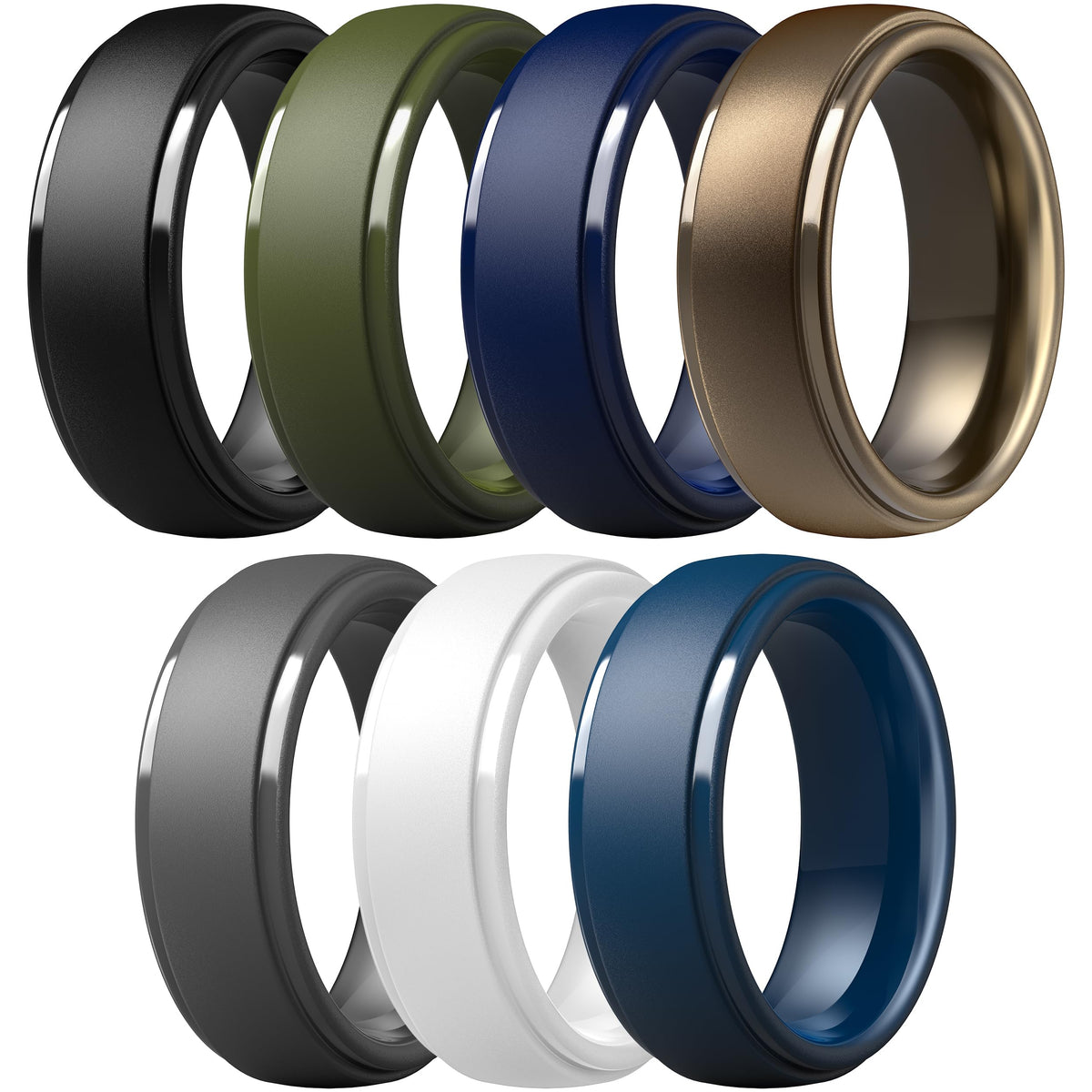 ThunderFit Silicone Rings for Men, Step Edge Rubber Wedding Bands 10mm Wide Jansha Store