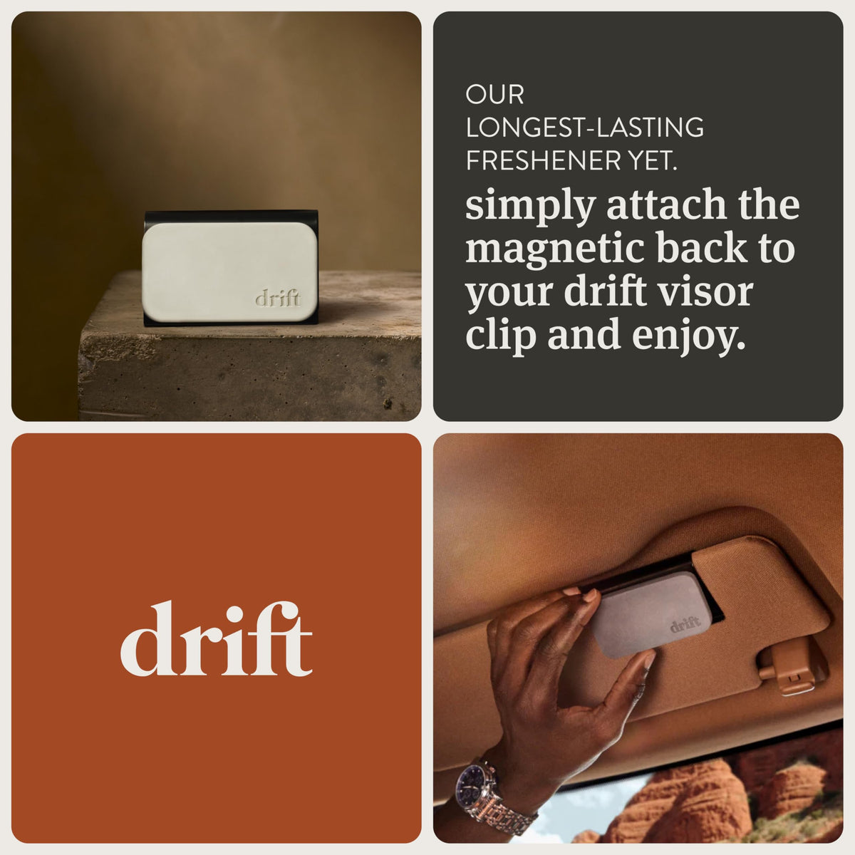 Drift Car Air Freshener - Stone Air Freshener Car Odor Eliminator - Long Lasting Scent - Auto Accessories - Metal Clip - Essential Oils - Clean Ingredients - Teak Scent Starter Kit Jansha Store