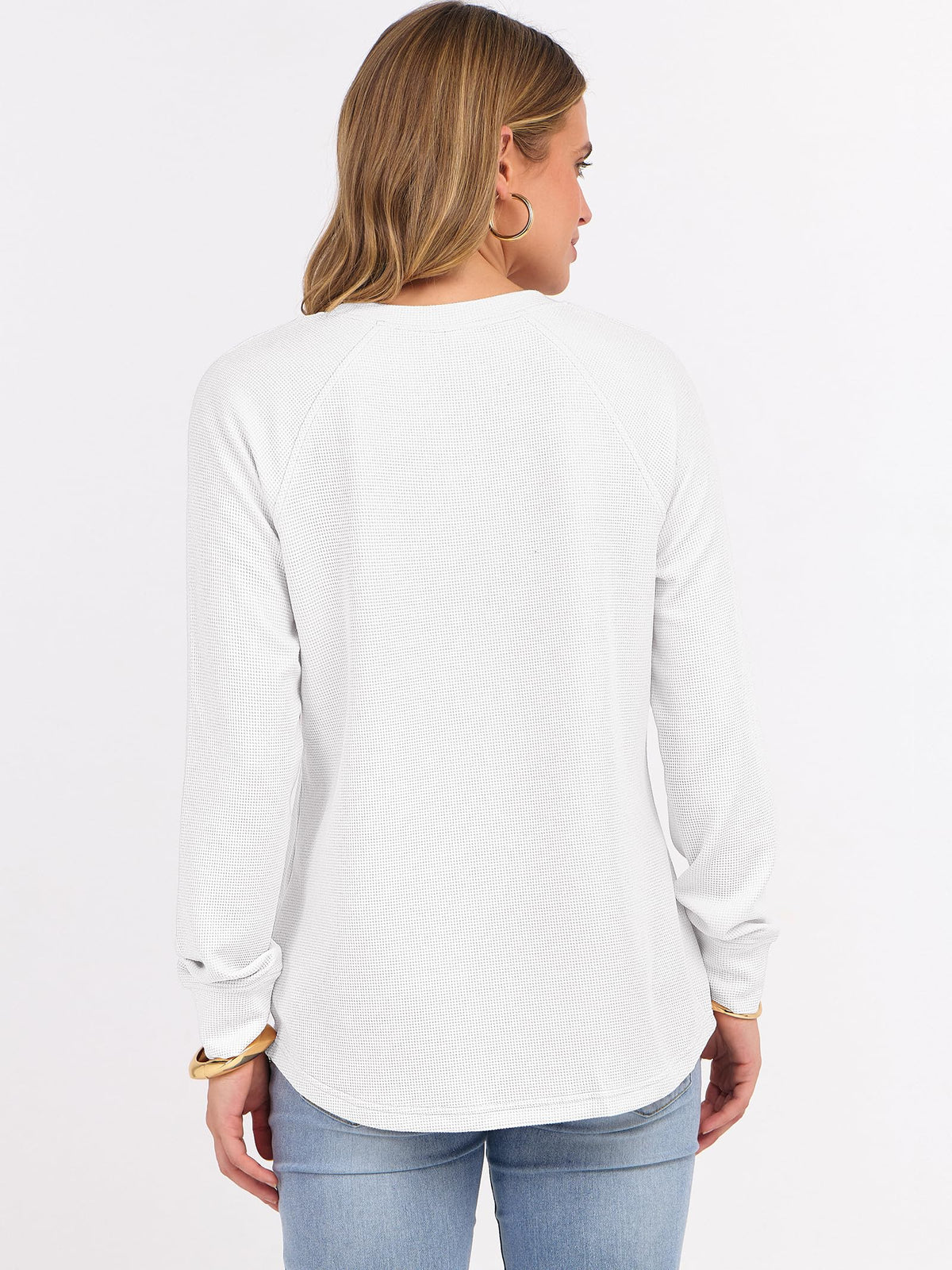 ANRABESS Women's Waffle Knit Henley Top Long Sleeve Shirts Jansha Store