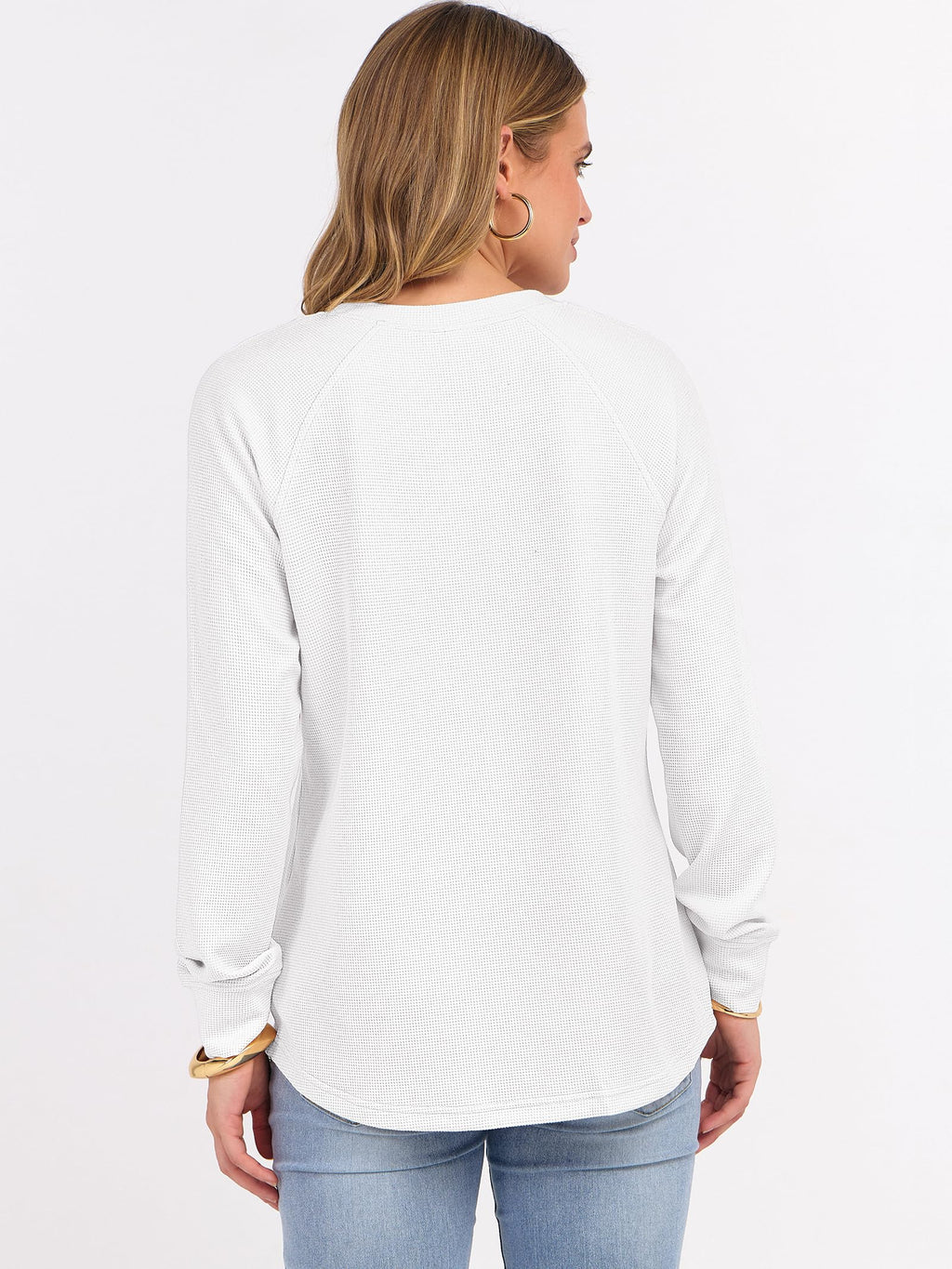 ANRABESS Women's Waffle Knit Henley Top Long Sleeve Shirts Jansha Store