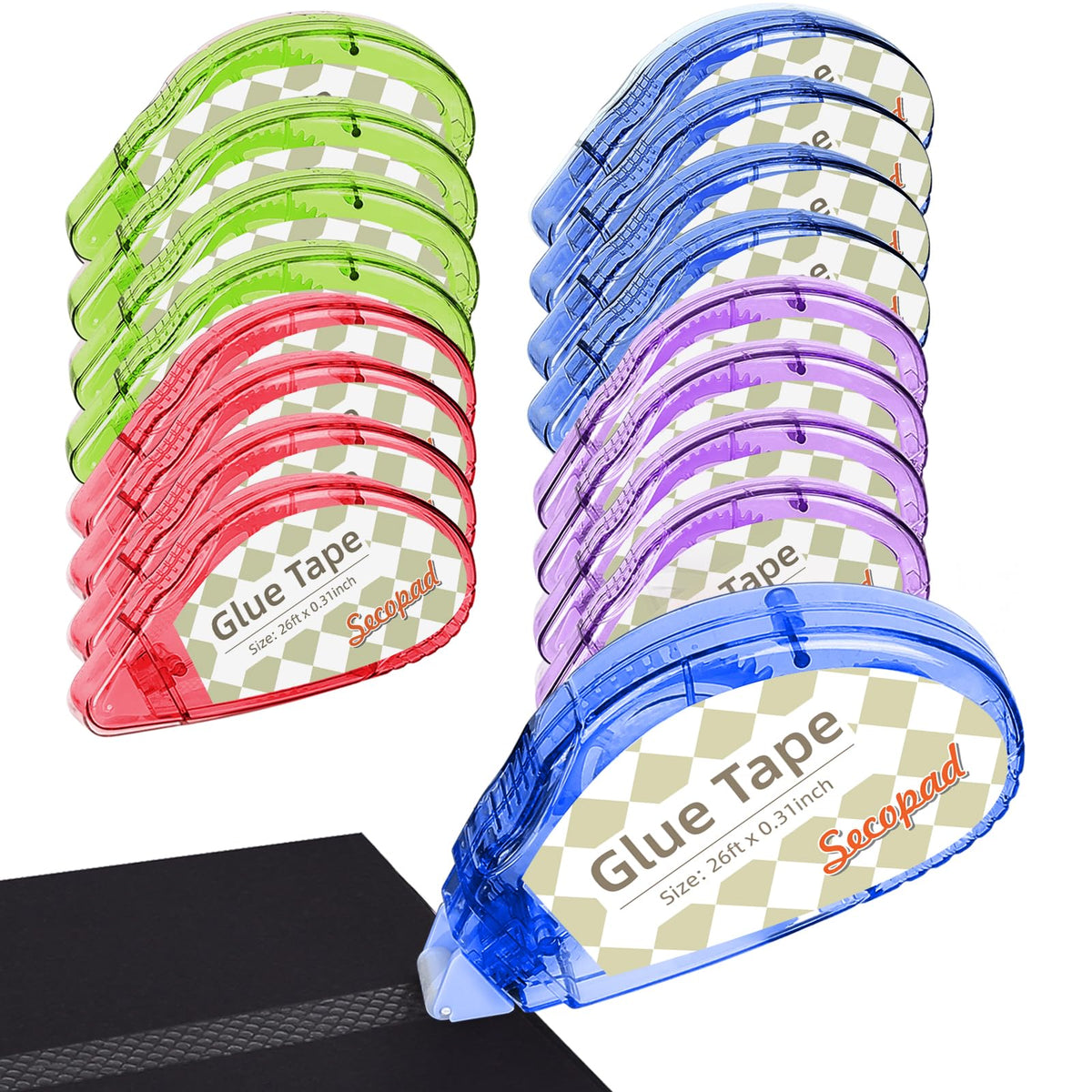 Secopad Scrapbook Tape, Glue Tape for Crafts, 12 Pack, Clear Colored Shell Jansha Store