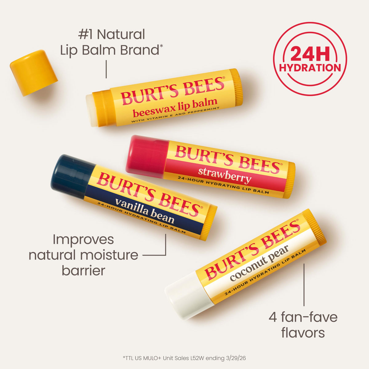 Burt's Bees Lip Balm, Pomegranate, 0.15 oz., 4 Tubes Jansha Store