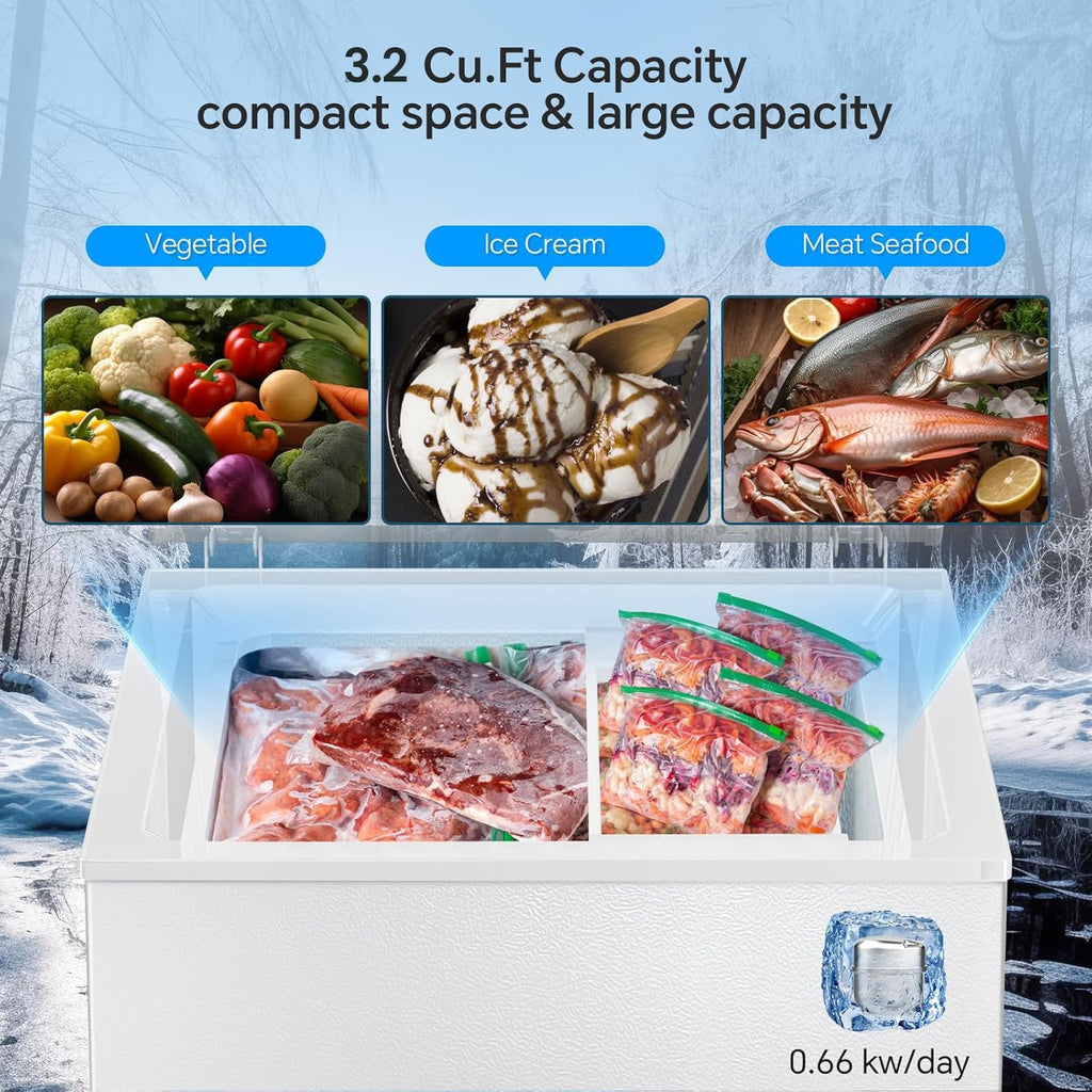 Kismile 1.8 Cu.Ft Mini Chest Freezer, Compact Deep Freezer for Home, Black Jansha Store