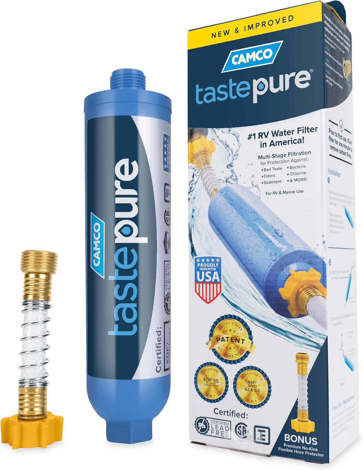 Camco Tastepure RV Water Filter - GAC & KDF Filtration - Made in the USA Jansha Store
