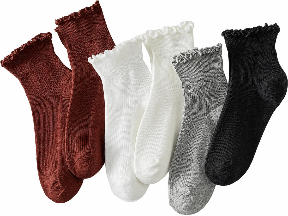 Hstyle 6 Pairs of Ruffle Socks Women, Cute Ruffle Ankle Socks Jansha Store
