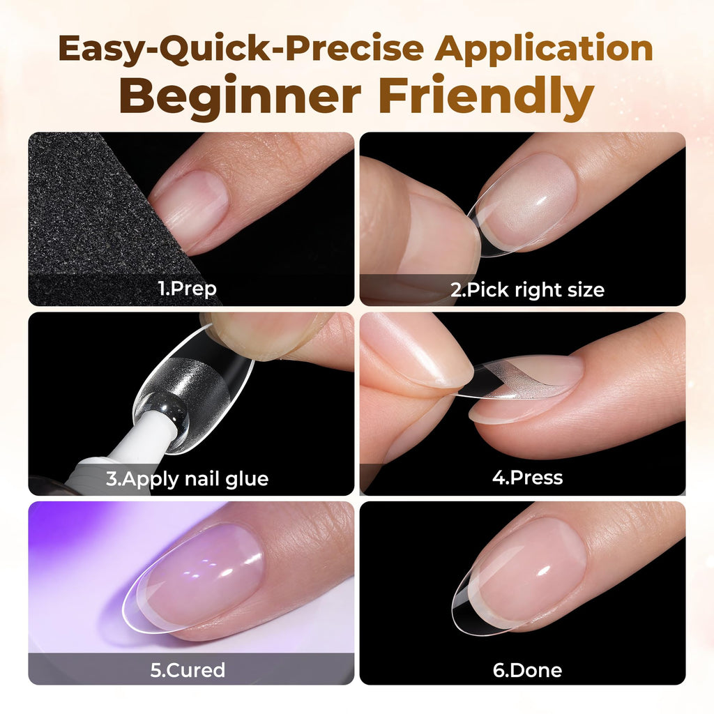UNA GELLA Short Almond Nail Tips 504PCS Short Fake Nails Soft Press Ons Jansha Store