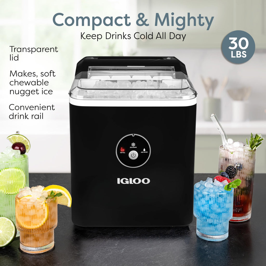 Igloo Portable Ice Maker with Scoop - Ice Maker with LED Control Panel & 1.5 Quart Water Tank - Stainless Ice Cube Maker Produces 26 Lbs. of Ice in 24 Hours with 9 Large or Small Cubes in 7 Minutes Jansha Store