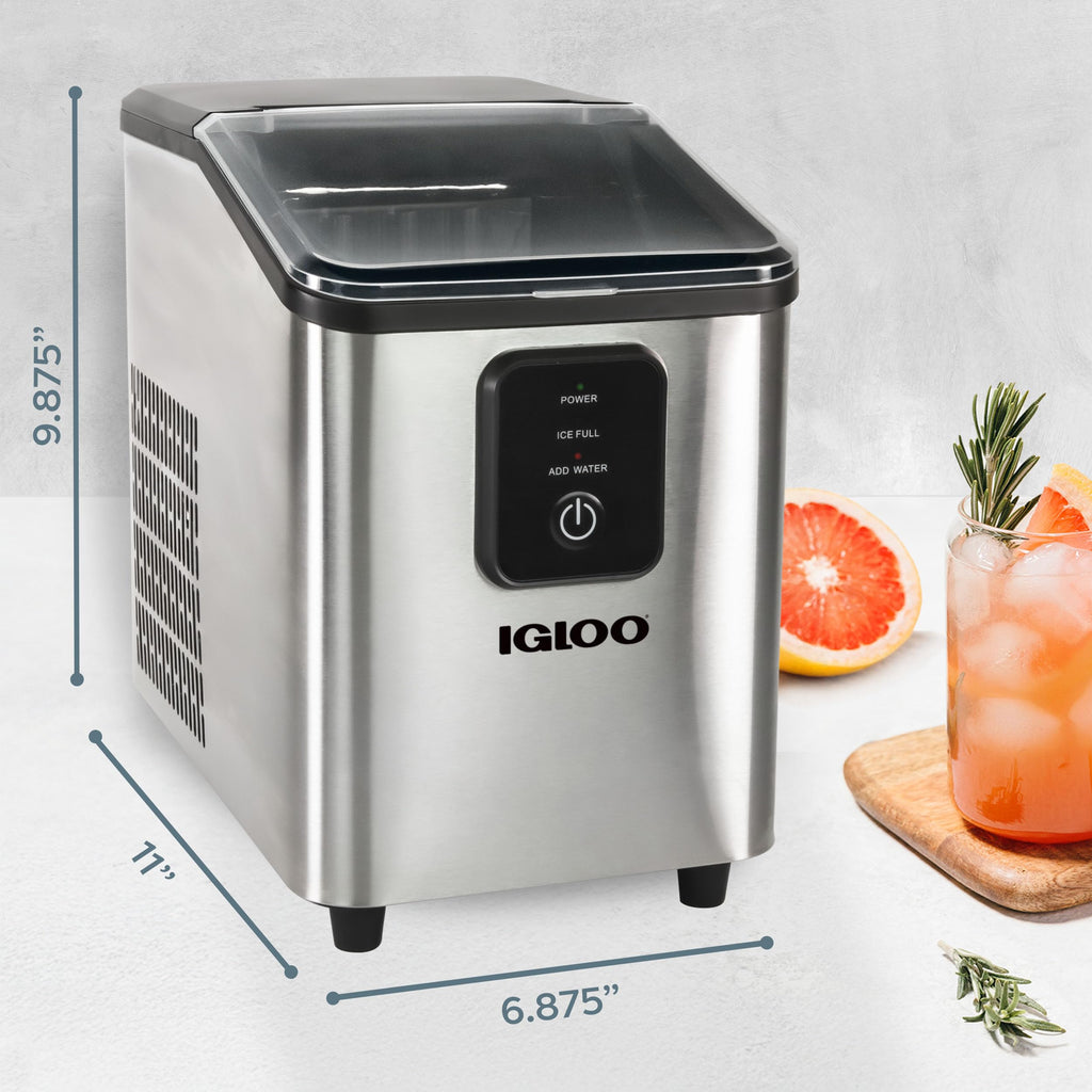 Igloo Portable Ice Maker with Scoop - Ice Maker with LED Control Panel & 1.5 Quart Water Tank - Stainless Ice Cube Maker Produces 26 Lbs. of Ice in 24 Hours with 9 Large or Small Cubes in 7 Minutes Jansha Store