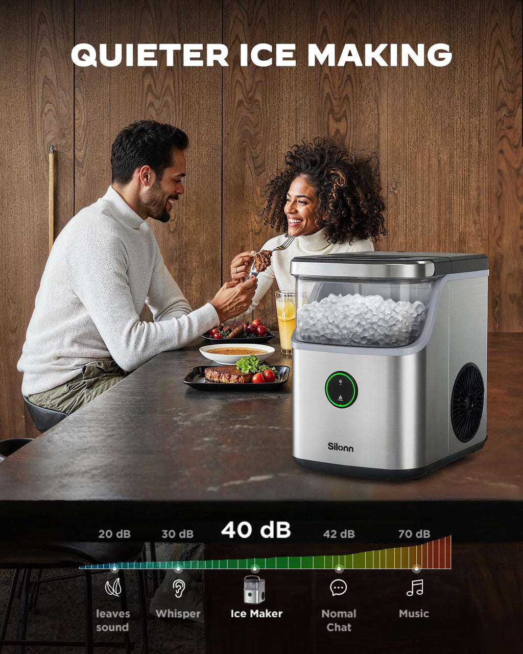 Silonn Ice Maker Countertop, 9 Cubes Ready in 6 Mins, 26lbs in 24Hrs, Self-Cleaning Ice Machine with Ice Scoop and Basket, 2 Sizes of Bullet Ice for Home Kitchen Office Bar Party Jansha Store