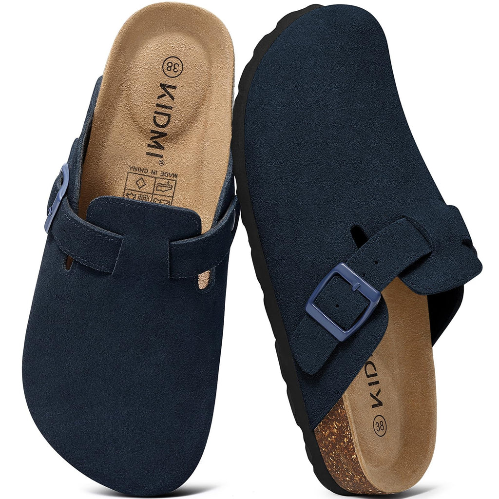 KIDMI Genuine Suede Clogs for Women Men Cork Footbed Mules Potato Shoes Jansha Store